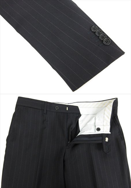 未使用 【TAGLIATORE NAPOLI 1939 タリアトーレ】 SUPER100's 3B スーツ (メンズ) 46 ネイビー系 ストライプ 伊製 TA800/18 ■27SLJ0598　【中古】