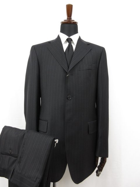 未使用 【TAGLIATORE NAPOLI 1939 タリアトーレ】 シングル3ボタン スーツ (メンズ) 50 ネイビー系 ストライプ 伊製 TA700/18 ■27SLJ0608 【中古】