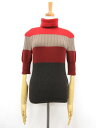 超美品【ロロピアーナ Loro Piana】 カシミヤ100% タートルネック ミドルゲージニット (レディース) 38 赤×茶×紺 FAE0664□30LN5...