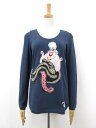 美品【ピンコ PINKO】ディズニーコラボ アースラ ビーズ×スパンコール装飾 長袖ロングTシャツ (レディース) ネイビー系 □33LT5127□ 【中古】