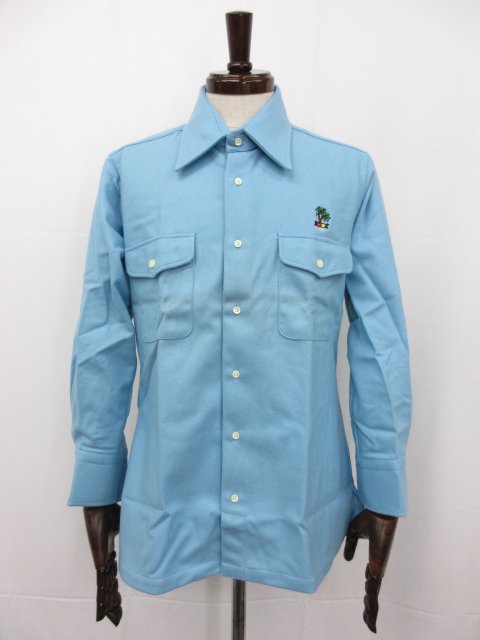 【ORDER MADE SHIRT】 オーダーメイド ワンポイント刺 肉厚 長袖シャツ (メンズ) ライトブルー系 □30MK3879□　【中古】
