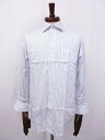 超美品 【TOKYO SHIRTS COLLECTION 東京シャツコレクション】ホリゾンタルカラー ストライプ柄 長袖シャツ (メンズ) 白×紺 □30MK3...