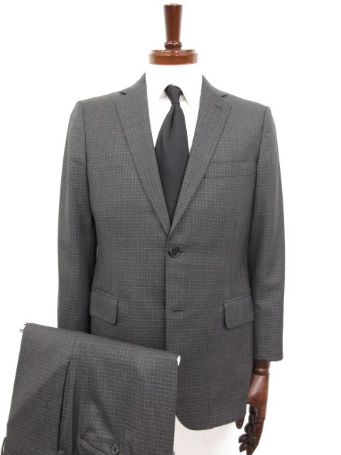 美品 【BELVEST ベルベスト】 伊勢丹メンズ SUPER120's 2ボタン スーツ (メンズ) 44/46 グレー系 チェック柄 イタリア製 G180S □27RMS9690 【中古】