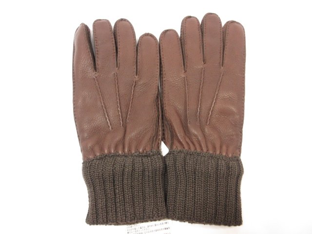 未使用品 【リステリ RESTELLI】 ラムレザー 本革 グローブ 手袋 (メンズ) size7.5 ブラウン系 茶 伊製 □30ME7290□　【中古】