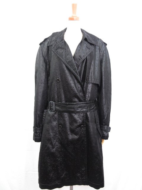超美品【エスカーダ ESCADA MARGARETHA LEY】ドイツ製 オーストリッチ型押し フェイクレザーコート (レディース) 40 ブラック □17LW1508□ 【中古】