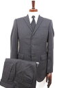 美品【ABX エービーエックス】シングル2ボタン スーツ (メンズ) size1 ダークグレー ストライプ織柄 051-142327 □33RMS9779□ 【...