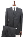 美品【ABX エービーエックス】ウール混 シングル2ボタン スーツ (メンズ) size1 ブラック ストライプ織柄 051-242311□34RMS9777□...