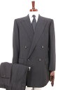 超美品【アクアスキュータム Aquascutum】 モヘア混 ダブル4B フォーマルスーツ (メンズ) 96/86/170 ブラック 黒無地 冠婚葬祭 □33R...
