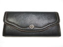 超美品 【コールハーン COLE HAAN】 シボ革 レザー 長財布 ウォレット (レディース) ブラック 小銭入れあり □3LE3841□ 【中古】