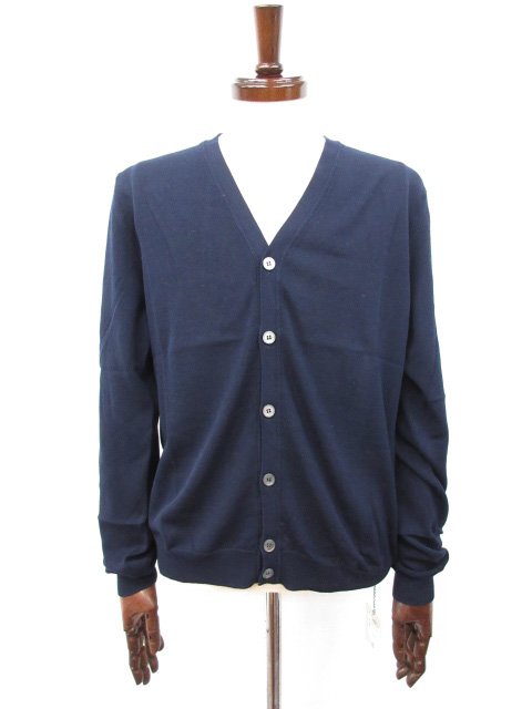 未使用【ザノーネ ZANONE】 811823 ZY318 Z0542 定価42350円 ハイゲージ 長袖ニット カーディガン (メンズ) size44 ネイビ...