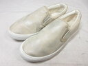 美品 【ホロポノ HOLOPONO】 レザー シルバーラメ スリッポン 婦人靴 (レディース) size23 アイボリー系×シルバー系 □30LZ4755□ 【...