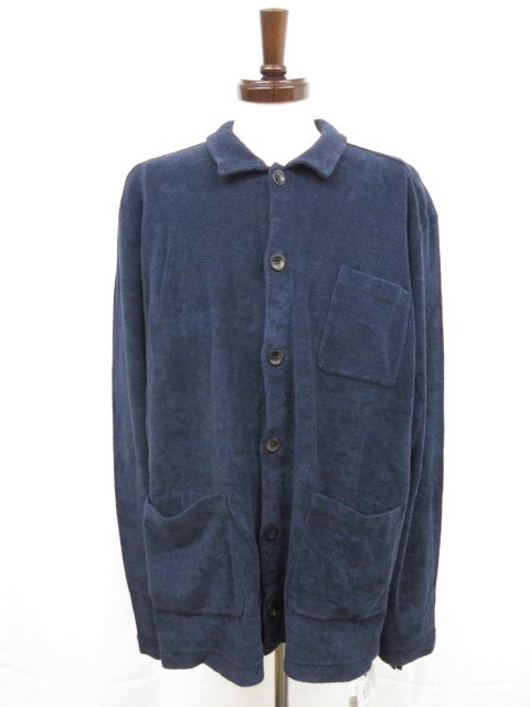 未使用 【ザノーネ ZANONE】 812592 ZM335 Z0542 定価40700円 パイル地 長袖カーディガン (メンズ) size56 ネイビー系 □...