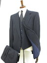 超美品【銀座サワモト SAWAMOTO GINZA】ウール素材 シングル2ボタン 3ピーススーツ (メンズ) size50~52相当 ネイビー系 紺無地□32RMS0226 【中古】(4)