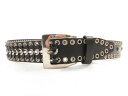 訳あり 【ヴェルサーチ VERSACE】 ハトメ スタッズ装飾 ベルト (メンズ) ブラック 黒 □30ME7457□ 【中古】