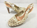 【セルジオロッシ sergio rossi】 編み込み ハイヒール サンダル 靴 (レディース) size36 アイボリー系×ブラウン系 □30LZ4779□ 【中古】(4)