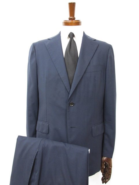 美品【MACKINTOSH LONDON マッキントッシュロンドン】ウール シングル2ボタン スーツ (メンズ) 38L ネイビー系 無地 紺無地 □32RMS0290【中古】