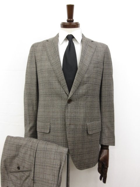 極美品【トゥモローランドピルグリム】ゼニア生地 14MILMIL14 カシミヤ混 2B スーツ (メンズ) size44 茶系 グレンチェック柄 □32RMS0303□ 【中古】