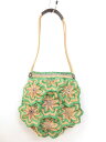 【JAMIN PUECH ジャマンピュエッシュ】 フラワーモチーフ編み ハンドバッグ (レディース) グリーン系 □5LG3057□ 【中古】