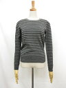 超美品【クルチアーニ CRUCIANI】 ウール ハイゲージ ボーダー クルーネックニット 長袖 伊製 (レディース)size40 グレー系□5LN5543□ ...