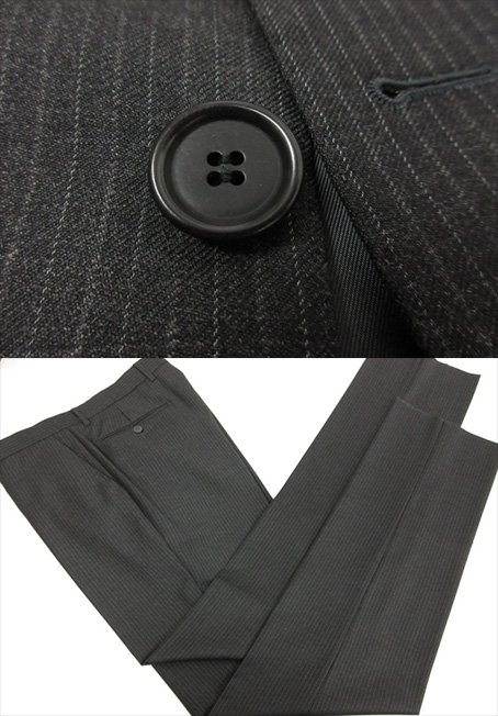 未使用 【TAGLIATORE NAPOLI 1939 タリアトーレ】 SUPER100's 3ボタン スーツ (メンズ) 50 グレー系 ストライプ 伊製 TA700/18 ■27SLJ0654【中古】