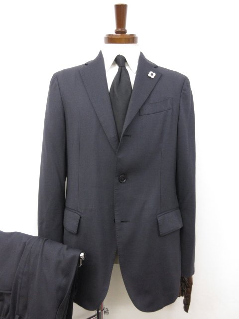 超美品【ラルディーニ LARDINI】JU139AG シングル3ボタン段返り セットアップ スーツ (メンズ) 48/7REG ネイビー イタリア製 ◯32RMS0448 【中古】