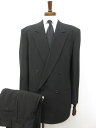 超美品【ダーバン D'URBAN】ウール素材 ダブル4ボタンスーツ (メンズ) size48〜50相当 ブラック 黒無地 冠婚葬祭 ◯32RMS0457◯ 【中...