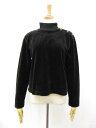 アーカイヴ 美品【SONIA RYKIEL ソニアリキエル】D-TK392 ベロア ロゴ入りホック装飾 長袖ニット (レディース) sizeM 黒 仏製 ◯35...
