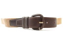 未使用 【ヴァレンティノ ガラヴァーニ VALENTINO GARAVANI】 本革 細ベルト (メンズ) size110/44 ベージュ×ブラウン 伊製 □3...