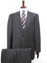 超美品【BURBERRY LONDON バーバリーロンドン】A1H61-602-58 シルク混 2B スーツ (メンズ) BB7 グレーブラウン系 ストライプ柄...