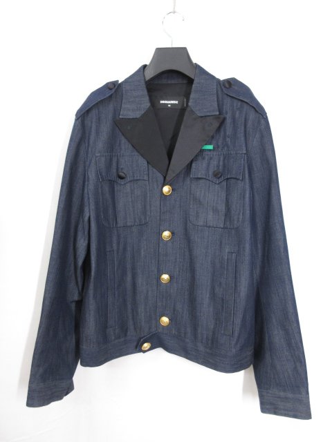 美品【ディースクエアード Dsquared2】S74AM0649 S30462 サファリ調 金ボタン ミリタリーデニムジャケット (メンズ)50 伊製◯17MB4194◯ 【中古】