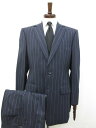 未使用品【チェスターバリー CHESTER BARRIE】ウール素材 シングル2ボタン スーツ (メンズ) 38R/48R ネイビー系 ストライプ柄 ◯32RM...