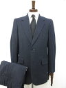 超美品【ダックス DAKS】ウール素材 シングル2ボタン スーツ (メンズ) sizeゆとりのある46相当 ネイビー系 ストライプ織柄 ◯32RMS0623◯ ...