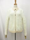 美品【エスカーダ ESCADA】秋冬におすすめ♪ ローゲージ ニットブルゾン (レディース) size38 アイボリー系 ◯35LN5612◯ 【中古】
