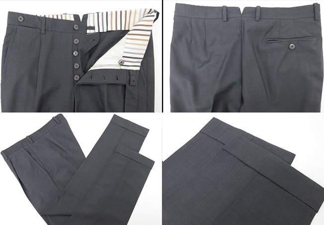 美品【Sciamat シャマット】ホーランド＆シェリー クラシックモヘア生地 Wブレスト 手縫い 最高級スーツ(メンズ)46 グレー 伊製◯17RMS0660　【中古】