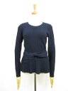未使用品【PAULE KA ポールカ】裾プリーツ リボン装飾 チュニック丈 長袖ニット (レディース) sizeS 濃いめのネイビー系 ◯35LN5630◯ 【...