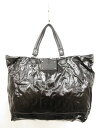 ほぼ未使用 【グッチ GUCCI】 クレスト 紋章 トートバッグ 194465 214397 PVC レザーハンドル (レディース) 光沢感 ブラック ○5HT...