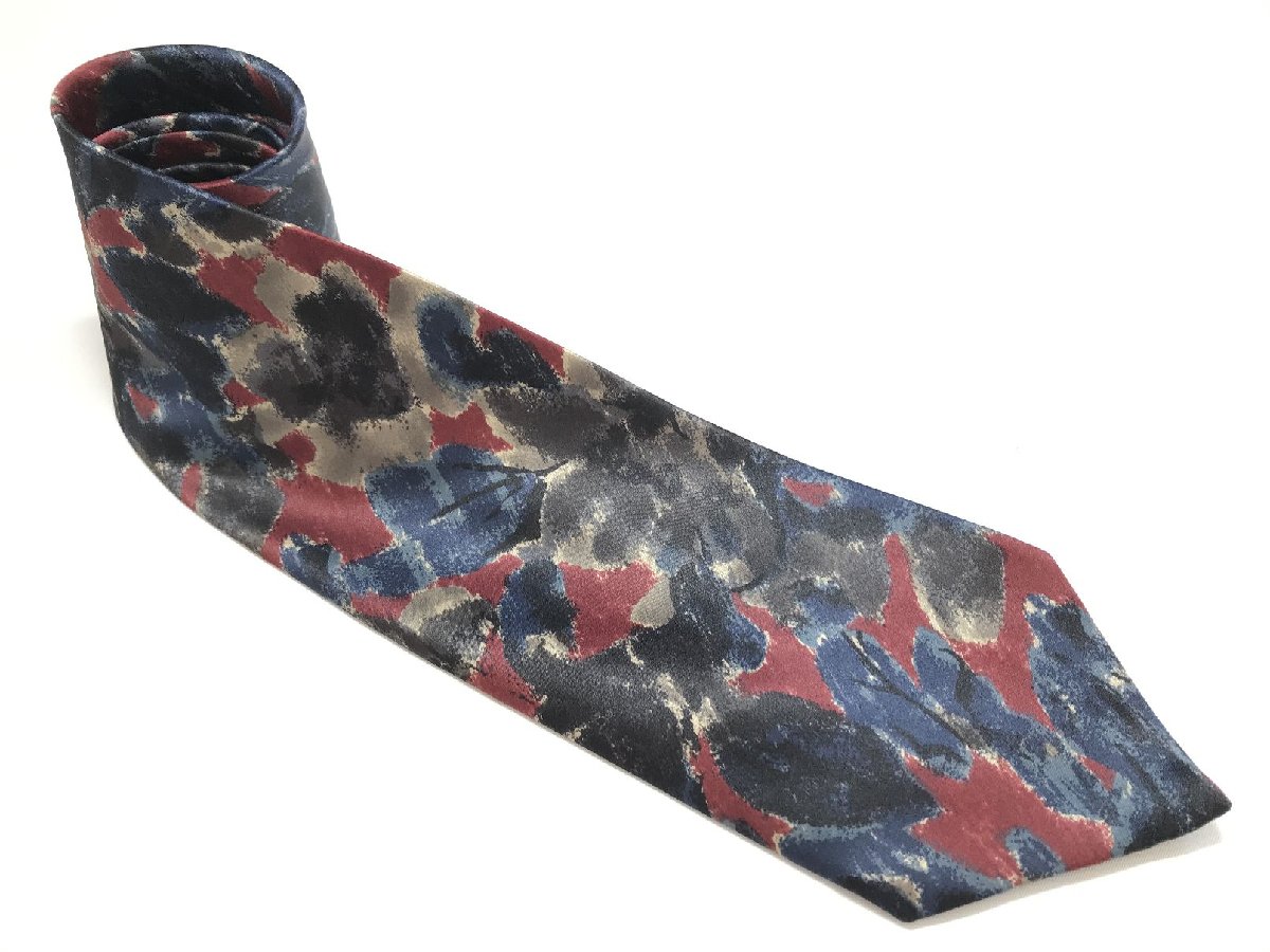 超美品 【ランバン LANVIN】 総柄 プリント シルク 絹 ネクタイ (メンズ) 微光沢 マルチカラー フランス製 ◯27KSM1322 【中古】