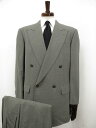 美品【ランバンパリ LANVIN PARIS】ピークドラペル ダブル4ボタン スーツ (メンズ) sizeR50 グレー系 織柄 ウール100% ◯32RMS0...