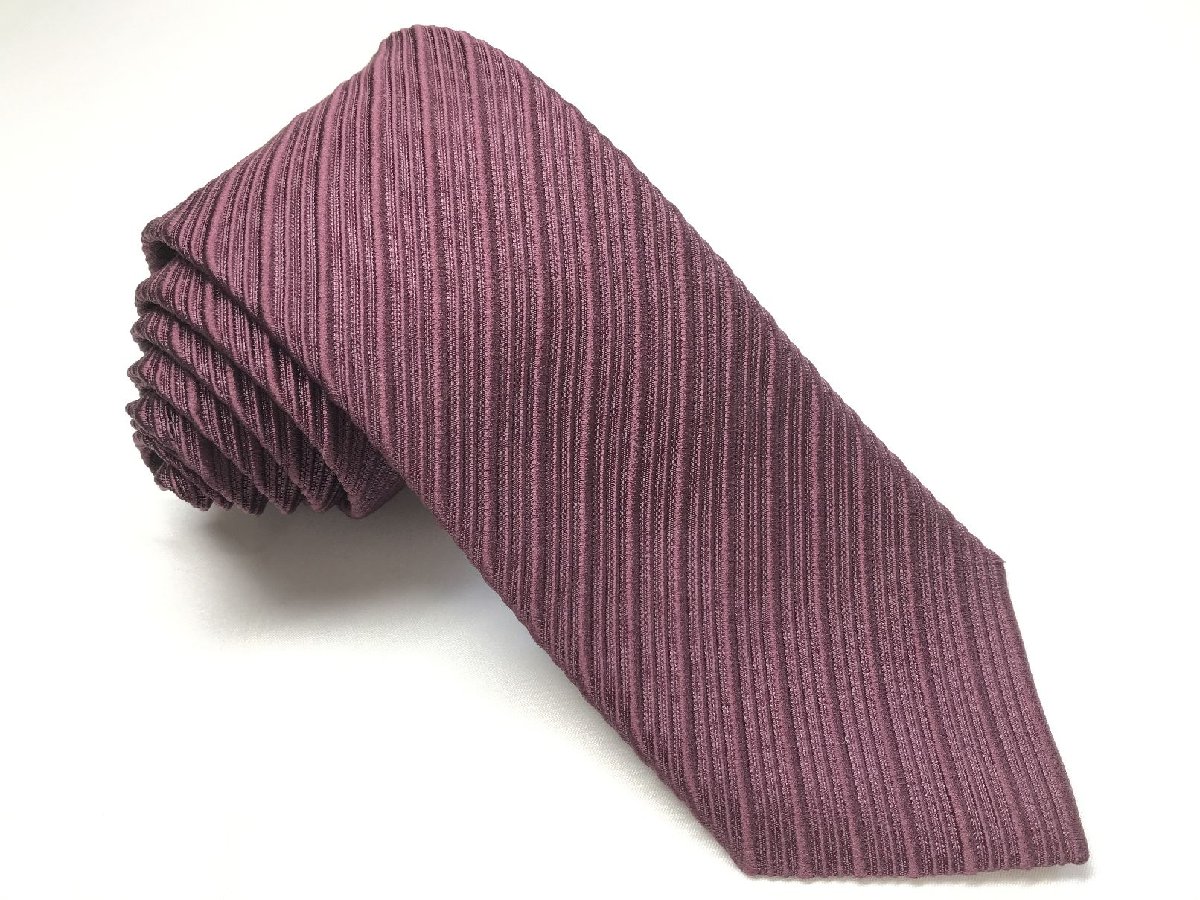 超美品 【ポールスミスコレクション Paul Smith COLLECTION】 立体感 レジメン柄 シルク 絹 ネクタイ (メンズ) ボルドー 伊製 ◯27KSM1782【中古】