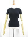 極美品【PAULE KA ポールカ】コットン100% ハイゲージ リブ編み クルーネック 半袖ニット (レディース) sizeS ブラック ◯35LN5645◯...