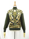 極美品【エルメス HERMES】 シルク×カシミア プリント柄 ハイネック 切替ニット (レディース) size38 グリーン系 ◯33LN5664◯ 【中古】