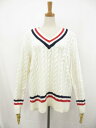 未使用【ローレンラルフローレン LAUREN RALPH LAUREN】 ケーブル編み カシミヤ混 ニット (レディース)sizeM オフホワイト系 ◯5LN5...