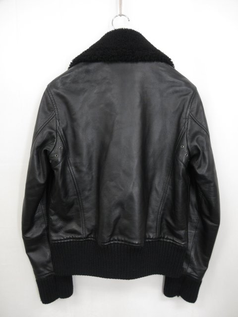 極美品【DENIM デニム】トゥモローランド 62-08-45-08001 ムートン襟 2WAY 中綿入りラムレザーブルゾン (メンズ) 48 黒 伊製◯17MB4432◯　【中古】