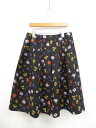 未使用品【M'SGRACY エムズグレイシー】FJ-817528 フロッキープリント 花柄フレアスカート (レディース) 40 黒×マルチカラー ◯35LF38...