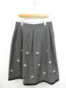 未使用品【M'SGRACY エムズグレイシー】TD-727525 花刺繍柄 スパンコール付き フレアスカート (レディース) 40 灰×黒×白系 ◯35LF38...