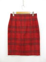ほぼ未使用【O'NEIL of DUBLIN オニールオブダブリン】チェック柄 ウールタイトスカート (レディース) size44 レッド系 ◯17LF3831...