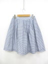 未使用【ルネ Rene】6424170 ボーダー柄 膝丈 ボックスプリーツ フレアスカート (レディース) size38 ネイビー系 ◯17LF3825◯ 【中...
