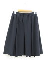 ほぼ未使用【Rene Basic ルネベーシック】5324020 ポリエステル生地 膝丈 タックフレアスカート (レディース) size38 ネイビー◯17LF...