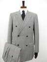 美品【dunhill ダンヒル】ウール素材 21BDDW ダブル6ボタン スーツ (メンズ) size48R/8DROP ライトグレー系 グレンチェック柄 ◯3...