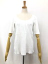 美品【Healthknit ヘルスニット】スリットデザイン コットン100% 七分袖カットソー (レディース) sizeF ホワイト 春夏♪ ◯35LT5224◯ 【中古】